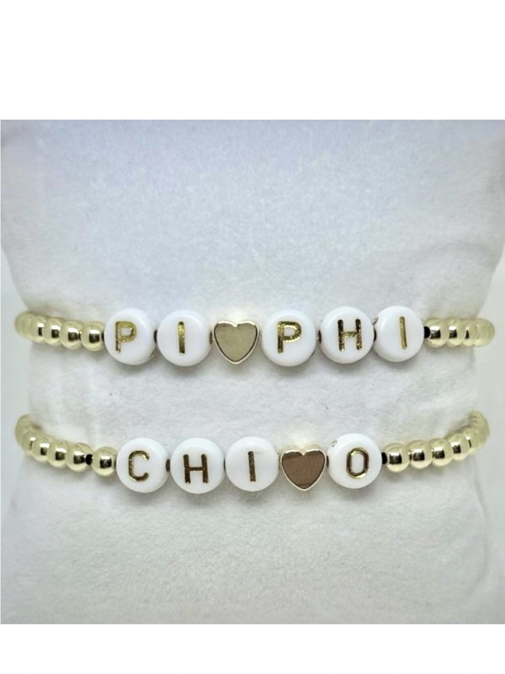 Sorority Name Bracelets Gold White